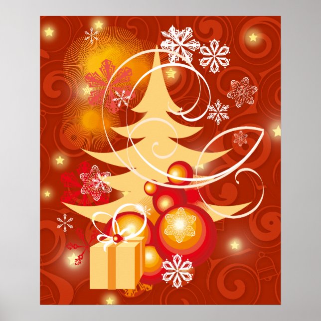 Red and Gold Christmas tree Poster (Front)