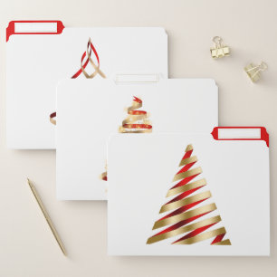 Red and Gold Christmas Trees File Folder