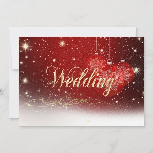 Red and Gold Christmas Wedding Invitation