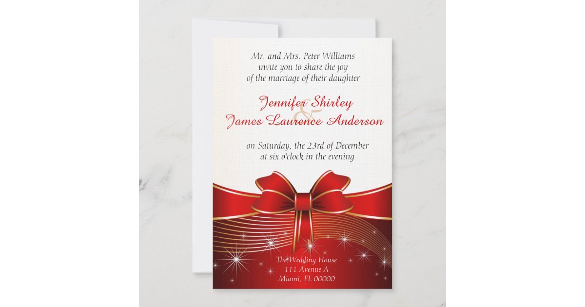 Red and Gold Christmas Wedding Invitation | Zazzle