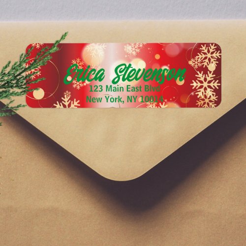 Red And Gold Christmas Winter Wonderland Label