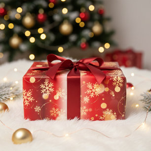 Red And Gold Christmas Winter Wonderland  Wrapping Paper Sheets
