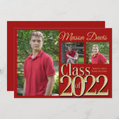 Red and Gold Class of 2022 Photo Graduation  Invitation (Front/Back)