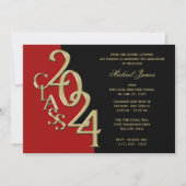 Red and Gold Class of 2024 Grad with Color Option Invitation (Front)