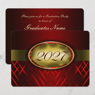 Red and Gold Class of 2027 Party Invitation