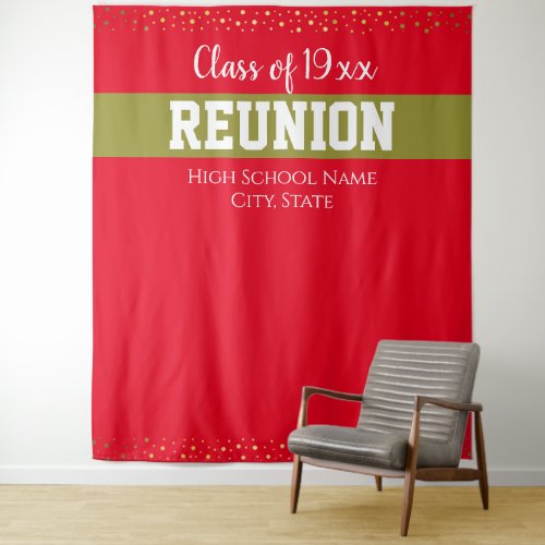 Red and Gold Class Reunion Any Year Tapestry