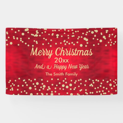 Red and Gold Confetti Christmas Pattern Banner