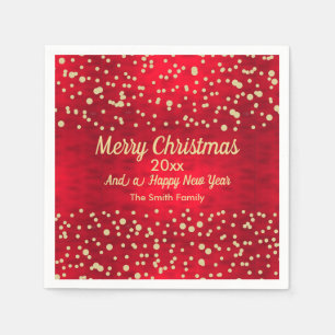 Red and Gold Confetti Christmas Pattern Napkins