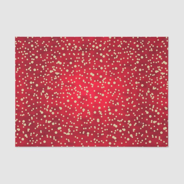 Red and Gold Confetti Christmas Pattern Tissue Paper (Front)