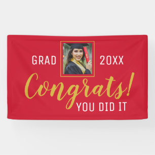 Red And Gold Congrats You Did It Grad 2020 Banner
