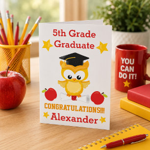 Red and Gold congratulations 5th grade graduate Card