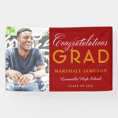 Red and Gold Congratulations Graduation Photo Banner