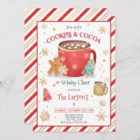 Red And Gold Cookies And Hot Cocoa Holiday Party Invitation