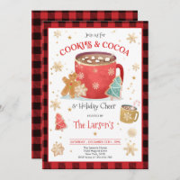 Red And Gold Cookies And Hot Cocoa Holiday Party Invitation