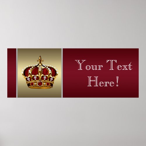 Red and Gold Crown Prince Baby Shower Banner Poster