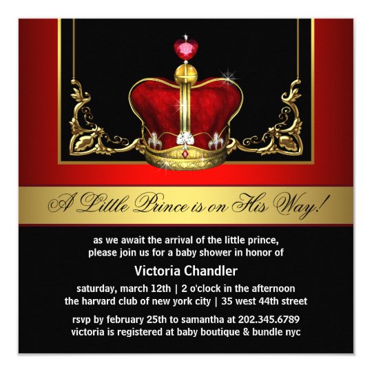 Red and Gold Crown Prince Baby Shower Invitation | Zazzle.com