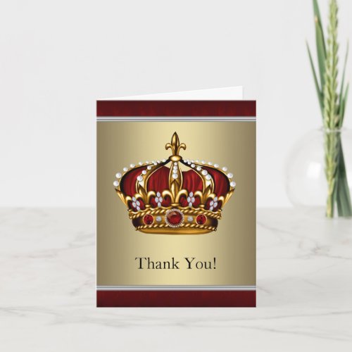 Red and Gold Crown Thank You Cards