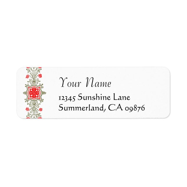 Red and Gold Daisy Element Custom Return Address Label (Front)