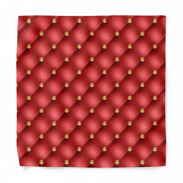 Red and Gold Diamond Tufted Bandana (Front)