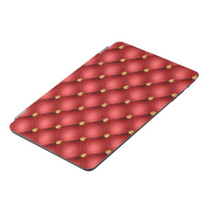 Red and Gold Diamond Tufted iPad Cover