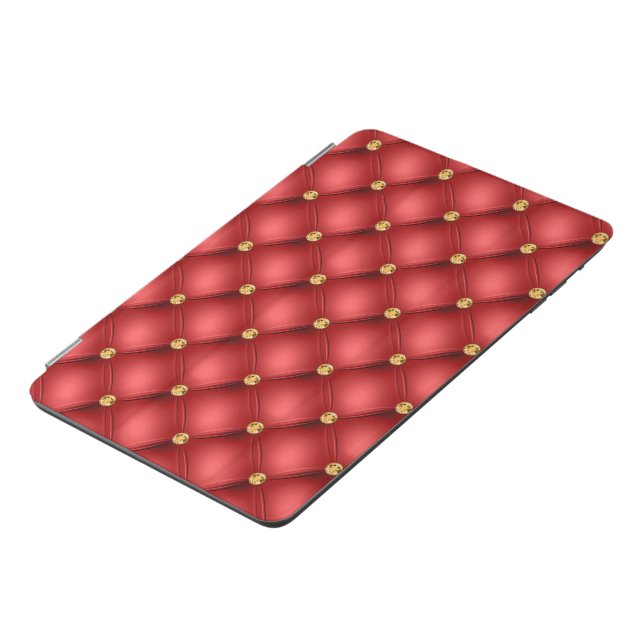 Red and Gold Diamond Tufted iPad Cover (Side)