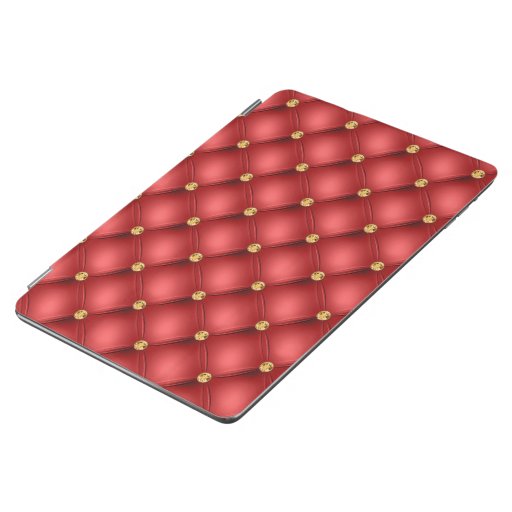 Red and Gold Diamond Tufted Leather Texture Luxury iPad Air Cover