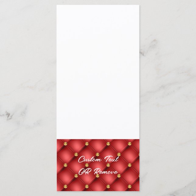 Red and Gold Diamonds Tufted Personalized Menu (Front)