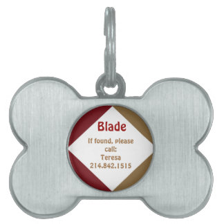 Red and Gold Dog Bone Dog Tag