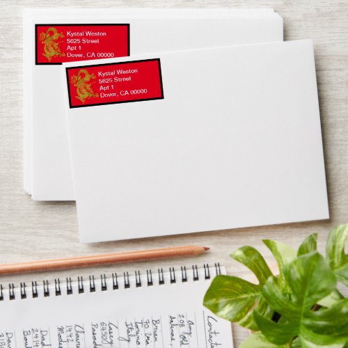 Red and gold dragon return envelope