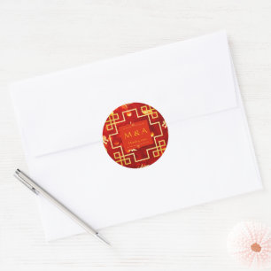 Red and Gold Dragon Wedding Classic Round Sticker