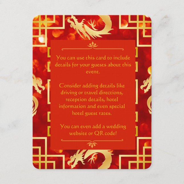 Red and Gold Dragon Wedding Enclosure Card (Front)