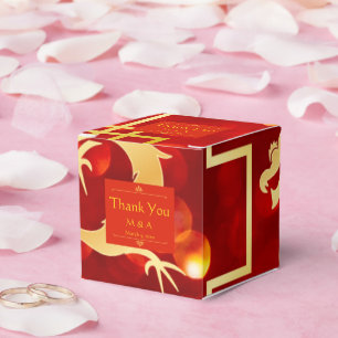 Red and Gold Dragon Wedding Favor Box