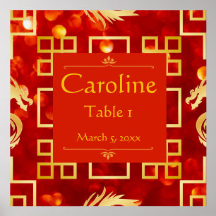 Red and Gold Dragon Wedding Place Card Holder