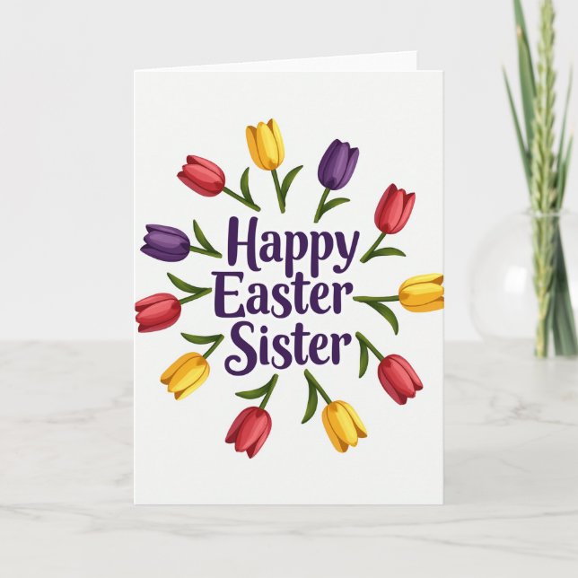 Red And Gold Easter Sister Card (Front)