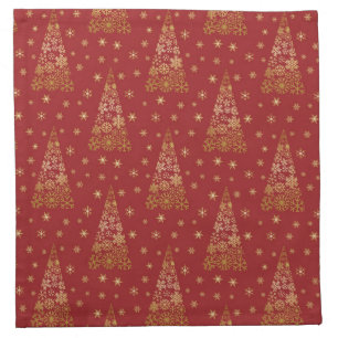 Red and Gold Elegant Christmas Tree Cloth Napkin