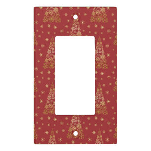 Red and Gold Elegant Christmas Tree Light Switch Cover