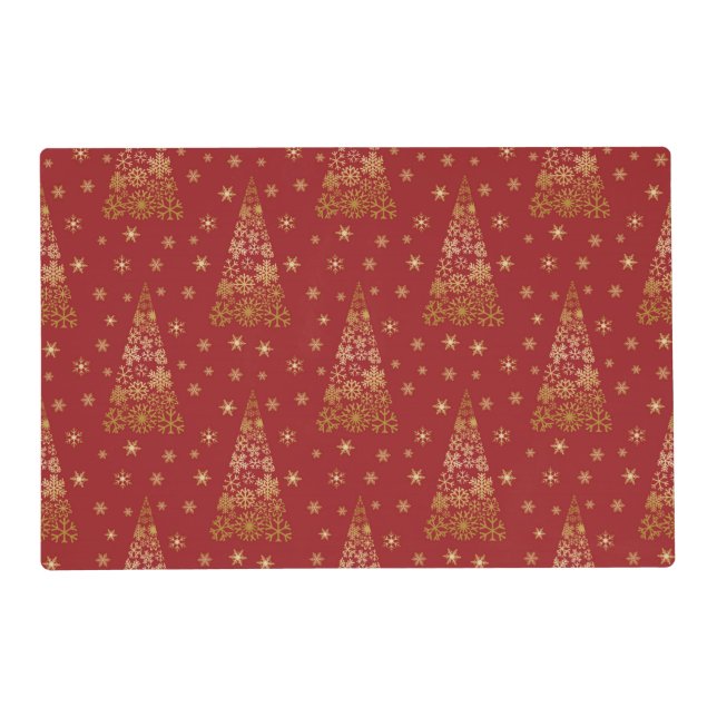 Red and Gold Elegant Christmas Tree Placemat (Front)