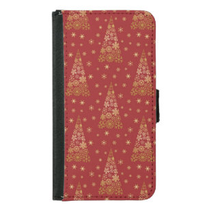 Red and Gold Elegant Christmas Tree Samsung Galaxy S5 Wallet Case