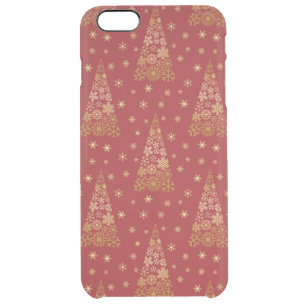 Red and Gold Elegant Christmas Tree Clear iPhone 6 Plus Case