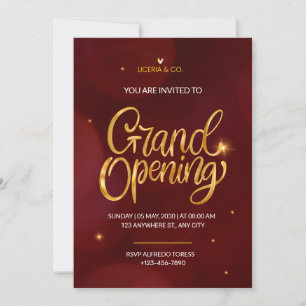 Red and Gold Elegant Grand Opening Invitation