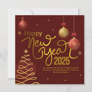 Red and Gold Elegant Happy New Year Holiday Card