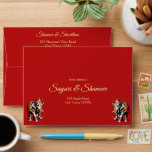 Red and gold elephants Indian wedding matching Envelope<br><div class="desc">Red and gold Indian wedding elephants matching envelope. Classical traditional Hindu wedding  invitation cards suite addressed wedding envelope</div>
