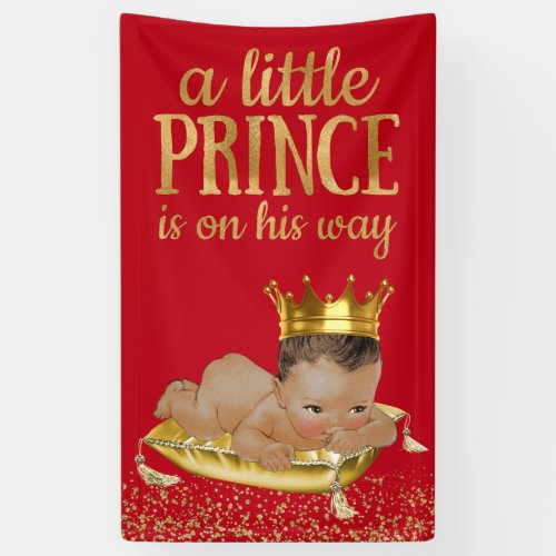 Red and Gold Ethnic Prince Baby Shower Banner