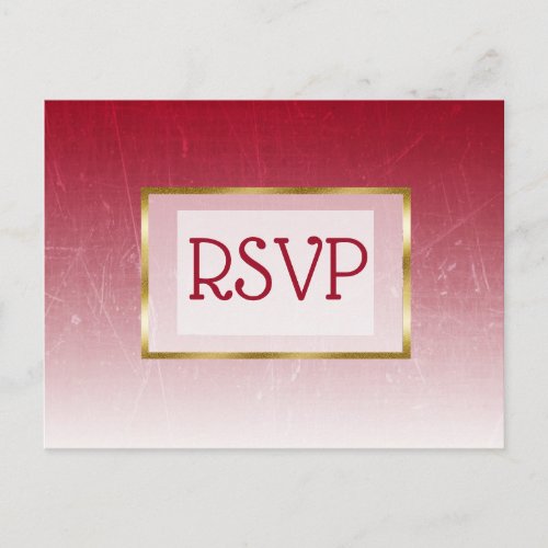 Red and Gold Faded Gradient Wedding RSVP Postcards