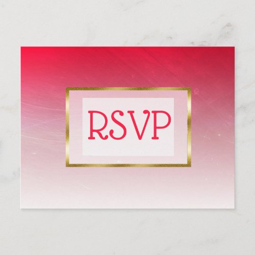 Red and Gold Faded Gradient Wedding RSVP Postcards