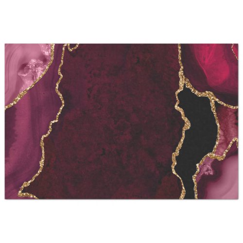 Red and Gold Faux Glitter Agate Tissue Paper
