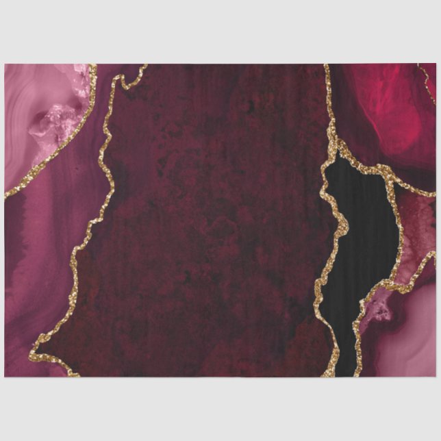 Red and Gold Faux Glitter Agate Tissue Paper (Front)