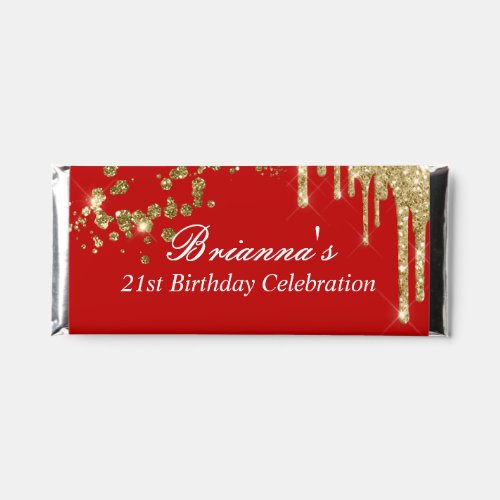 Red and Gold Faux Glitter Drip Hershey Bar Favors