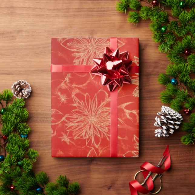 Red and Gold Festive Christmas Patterns Wrapping Paper (Holiday Gift)
