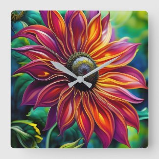 Red and Gold filigree Sunflower